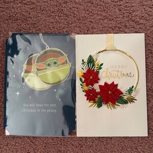 Hallmark Grogu and Wreath Ornament Cards